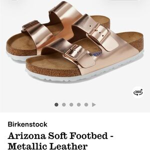 Rose gold Birkenstocks, size 36